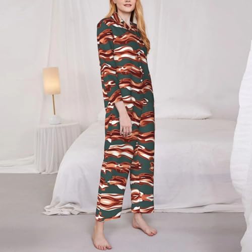Pyjama imprimé bacon manches longues EdWal ensemble stretch et fluide - 4
