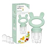 Juego de chupete para fruta Luxior mint| 1 chupetes de fruta para bebé + 3 tetinas|chupetes para rellenar con fruta y verdura|para bebés de 3 meses|ayuda para facilitar la dentición sin BPA