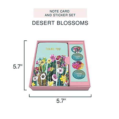 Image of Note Card & Sticker Set by Studio Oh! - Desert Blossoms Thank You - Set of 12-3.5 inch x 5.25 inch Blank Cards with Envelopes and Stickers - Includes 3 Cards Each of 4 Designs