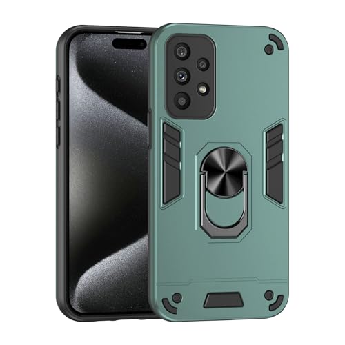 Compatible with Samsung Galaxy A73 5G Phone Case Series Rugged, Shockproof Protective Cover with Built-in Metal Ring Stand, Compatible with Magnetic Car Mount- Green