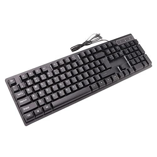 plplaaobo Teclados para Juegos, Luz Colorida Estable 104 Teclas Tecla Suspendida Teclado Mecánico para Juegos con Cable Hogar E Sala de Deportes para cibercafés Cover