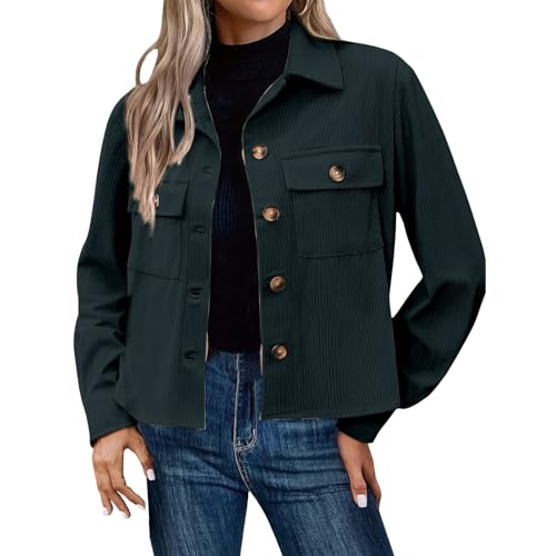 Veste velours côtelé femme manches longues hiver revers