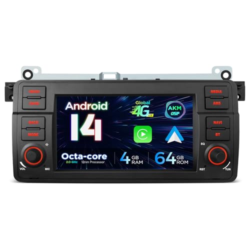 XTRONS 7 Inch Android 14 Car Stereo for BMW E46 Rover 75 ZT, Octa core 4+64 Touch Screen Car Radio, Global 4G GPS Navigation Support Built-in DSP Bluetooth Head Unit Wireless CarPlay Android Auto