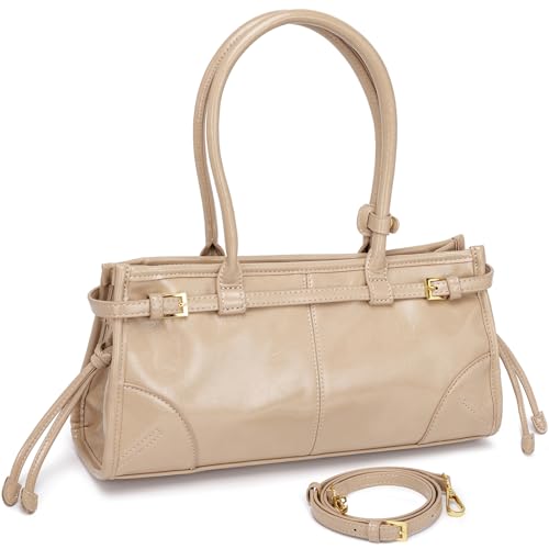 P. Atelier Women's Shoulder Bag, Faux Leather Crossbody Handbag, Apricot