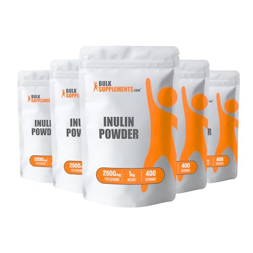 BulkSupplements.com Organic Inulin Powder - Inulin Supplement, Soluble Fiber Powder - Vegan & Gluten Free, Inulin Fiber - 2.5g per Serving, 5kg (11 lbs) (Pack of 5)