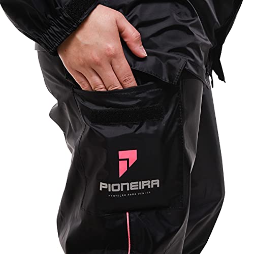 Capa de chuva Pioneira Nylon Impermeável Motoqueiro Motoboy Com Gola Touca e bolso rosa EGG