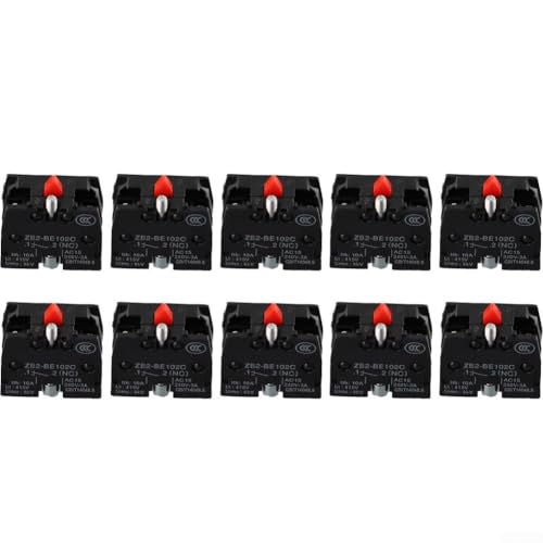Bloque de contacto de interruptor de botón 10 piezas, adecuado para maquinaria automotriz y textil (ZB2-BE102C)