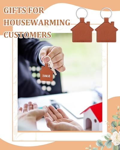 Image of Home Keychain Bulk PU House Shaped Keychain New Home House Warming Gifts for Real Estate Family