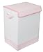 BIRDROCK HOME Baby Clothes Hamper with Lid - Folding Cloth Hamper with Handles - Dirty Clothes Sorter Bin - Easy Storage - Collapsible - Pink and White