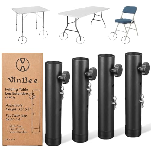 VinBee Folding Table Risers,Folding Table Leg Extenders,2-Levels Height Adjustable Risers for DIY & Office,Dining,Standing Desk 4 Pack (7.7 inch)-Legs for Furniture