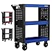 Produktbild Arebos Servicewagen 3 Fächer | Werkstattwagen | Werkzeugwagen | Rollwagen für Transport und Lagerung | Multifunktionaler Etagenwagen | Allzweckwagen | 18-teiliges Hakenset | Blau/Schwarz