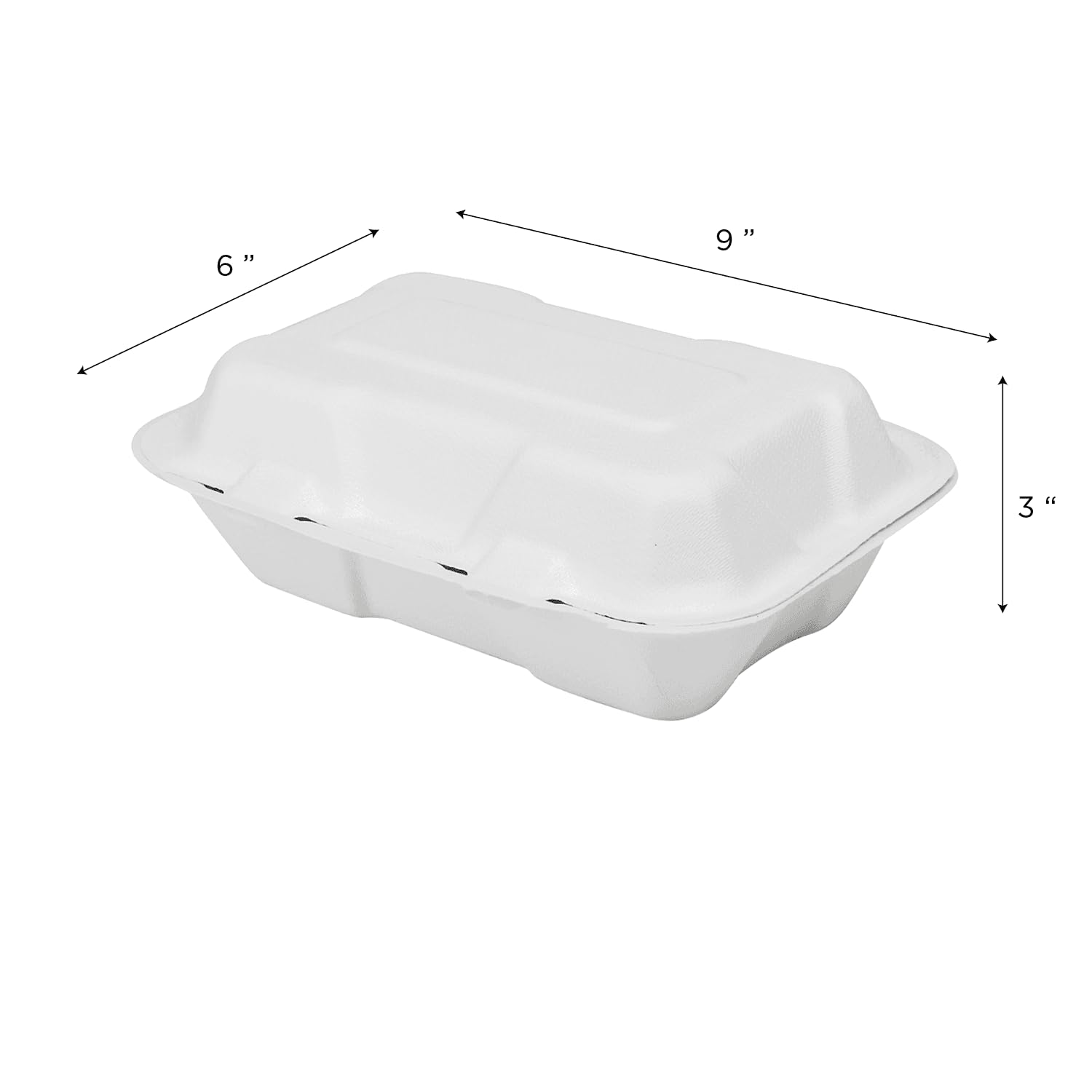 KARAT EARTH Contenedores de bagazo compostables sin PFAS de 9 x 6 pulgadas, KE-BHC96-1CFF, 200 unidades