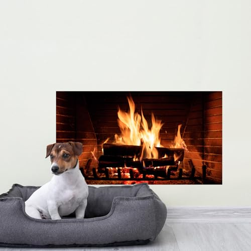 Fireplace Flame Wall Decal,Cozy Fire Burning Log Wall Sticker,Warmth Fireplace Wall Mural for Living Room Dining Space Bedroom Cafe Office(1)