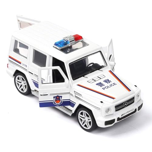 Image of 1:32 Scale Mercedes AMG G65 Police Toy Car | Metal Pullback Diecast Car for Kids with Openable Doors, Sound, Light Effects Toy for Car Enthusiasts (Color As Per Available), Black
