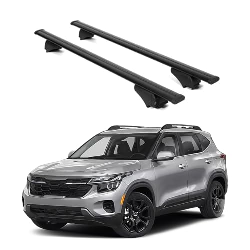 ERKUL Roof Rack Cross Bars for 2021-2026 Kia Seltos X-Line | Aluminum Crossbars with Anti-Theft Lock for Rooftop | Compatible with Raised Rails - Silver