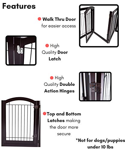 BIRDROCK HOME Indoor Dog Pet Gate with Door - 6 Panel - 30 Inch Tall - Enclosure Kennel Pet Puppy Safety Fence Pen… - Image 5