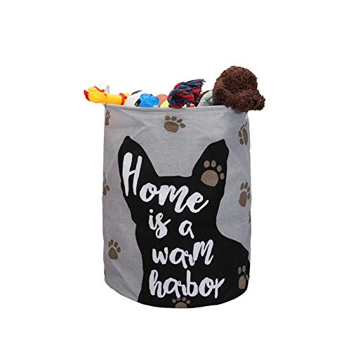 Fushida Grand panier à linge en toile, pliable et étanche - Panier de rangement cylindrique de voyage - Sac à linge pliable avec poignées confortables - Gris Cover