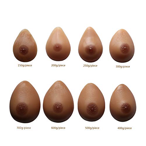 Ecoup 800g/Pair C Cup Brown Silicone Breast Forms Self-Adhesive Fake Breasts for Transgender (Wheat, L - 800g/Pair(1.78 lb/Pair) - Cup C