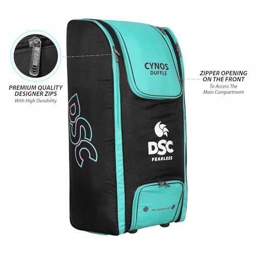 Image of DSC Cynos Duffle Cricket Kit Bag with Wheels - Large Capacity Sports Equipment Travel Bag for Professional Players