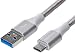 Produktbild AmazonBasics - Verbindungskabel, USB Typ C auf USB Typ A, USB-3.1-Standard der 1. Generation, doppelt geflochtenes Nylon, 0,3 m, Silber