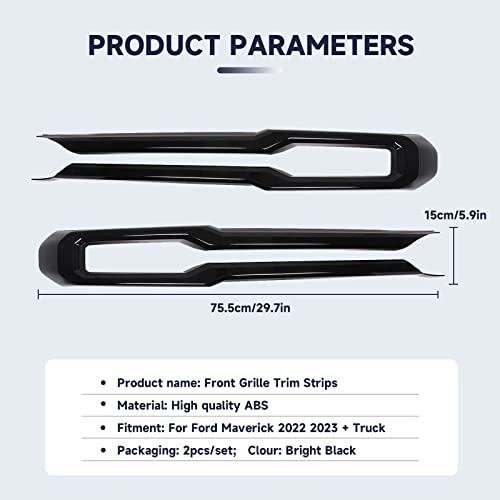 Image of TOYCIDFG Front Grille Trim Strips Compatible with Ford Maverick 2022 2023 2024 Truck Grille Trim Strips Cover Frame Car Decorations Stickers (Bright Black)