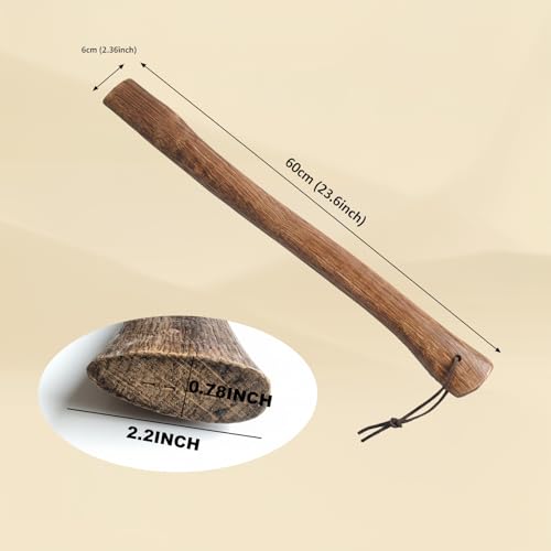 Bumtosc Hand-Forged Carbonized Axe Handle - 15/24 Inch Replacement Handle Wood & Steel Wedges to Revive Your Old Axe Includes Hemp & Leather Cords (23.6inch(60cm)) - Thumbnail 2