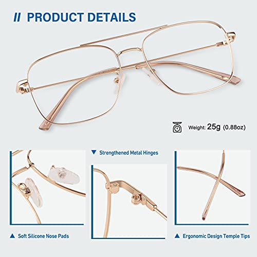 Image of GQUEEN Fake Glasses Women Men Clear Lens Metal Frame UV400 Protection Fashion Retro Pilot Style Eyeglasses