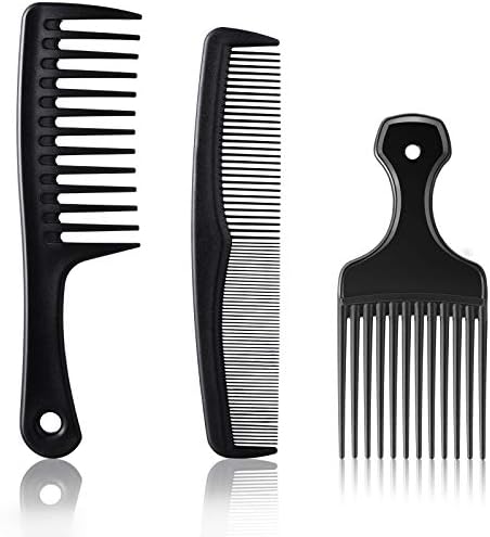 3 Pieces Wide-Tooth Comb Detangling Shower Comb Set, Wide-Tooth Comb, Pick Comb, All Purpose Comb, Anti-Static Comb Afro Hair Carbon Fiber Pick Barber Brush Tool for Beard Long Thick Curly Afro Hair