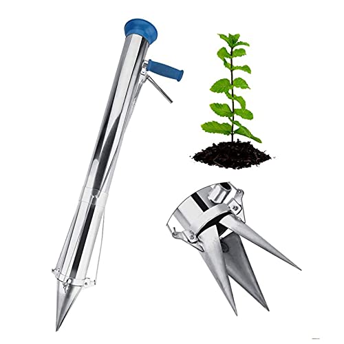 AIZYR Planteuse De Semis, Outils De Planteur De Bulbes De Graines, Poignées D'éponges À Manche Long, Entonnoir en Plastique 2Kg / 4.4Lb