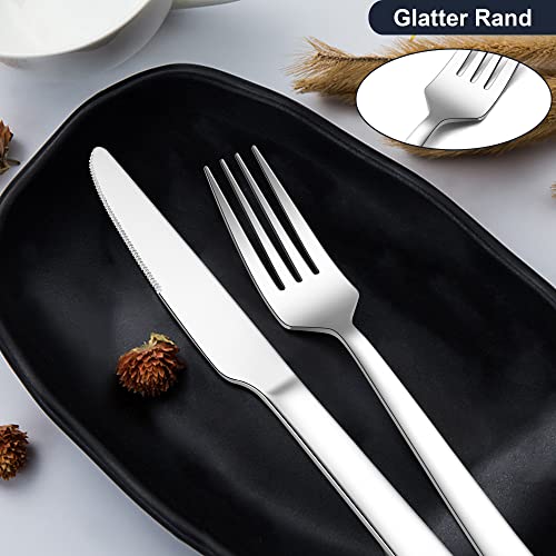 Foto von Herogo 24-teiliges Steakbesteck, Edelstahl Messer und Gabel, Quadrat Griff