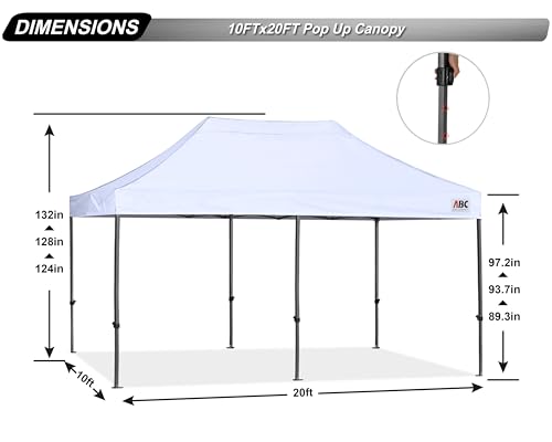 Image of ABCCANOPY Patio Pop Up Canopy Tent 10x20 Commercial-Series(White)