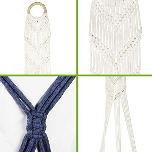 Livalaya Macrame Plant Hangers Wall Planter - Grey Ombre 48 Inch, Indoor Or Outdoor Cotton Rope Hanging Plant Holder For Flower Pots - Modern Boho Home Décor, Us Brand #TOP1