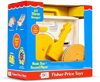Basic Fun Fisher-Price Classics 1697 Music Box Record Player, Baby Musical Toy, Baby Interactive Toy, Classic Toy with Retro Style Packaging, Pretend Play Toys for Boys and Girls Aged 18 Months+