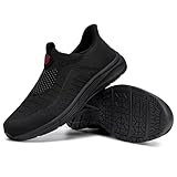 LARNMERN Men Slip On Chef Kitchen Non Slip Work Shoes Mesh Zapatos Trabajo Antideslizantes Food Service(Black/11)