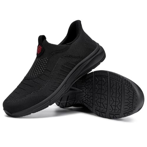 LARNMERN Men Slip On Chef Kitchen Non Slip Work Shoes Mesh Zapatos Trabajo Antideslizantes Food Service(Black/9)