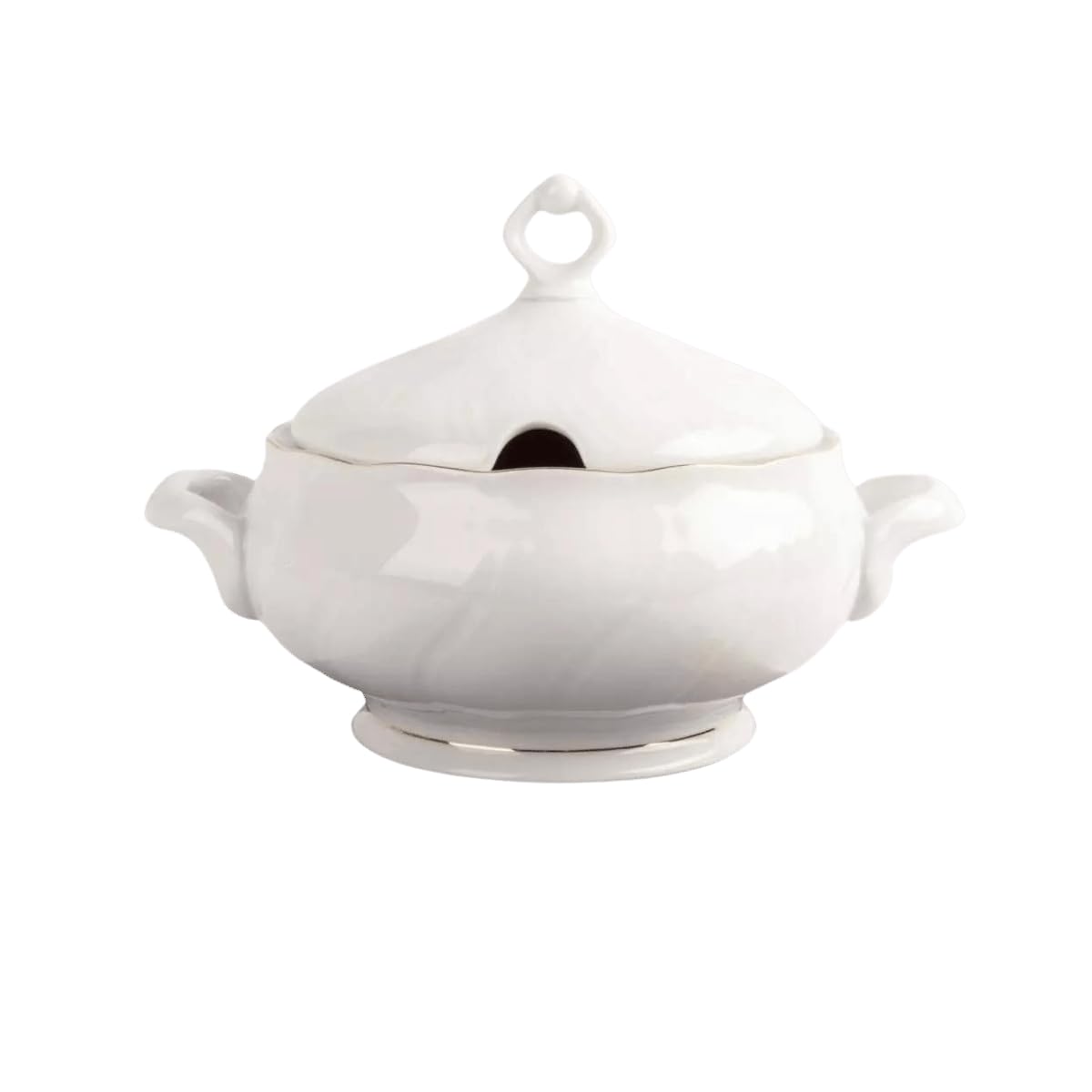 Franquihogar - Lubeck, Zuppiera in porcellana con coperchio, per zuppe, classica, con filo oro e decorazione, 1 l