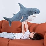 MorisMos Giant Shark Stuffed Animal Plush, Large Stuffed Shark Toy, Soft Shark Pillow for Kids Boys Girls Birthday Christmas, 32inch, Blue