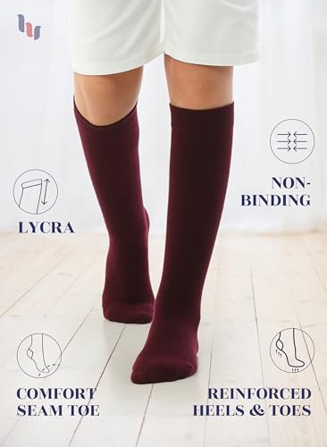 Image of Knee High Socks for Girls Boys Toddlers, Unisex Little Kids, Soft, Long School Uniform Socks 3-14 Years Old, 3 6 9 Pairs