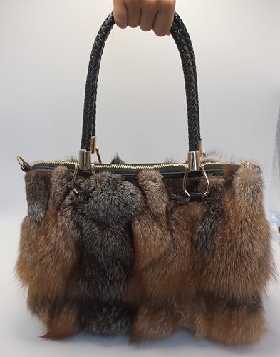 Fosrion Luxury Real Fox Fur Handbag For Women Ladies Furry Shoulder Bag2