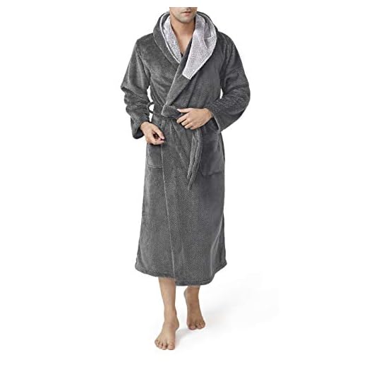 DAVID ARCHY Men's Hooded Robe Soft Plush Coral Fleece Warm Cozy Shawl Collar Long Bathrobe (M, Dary Gray)