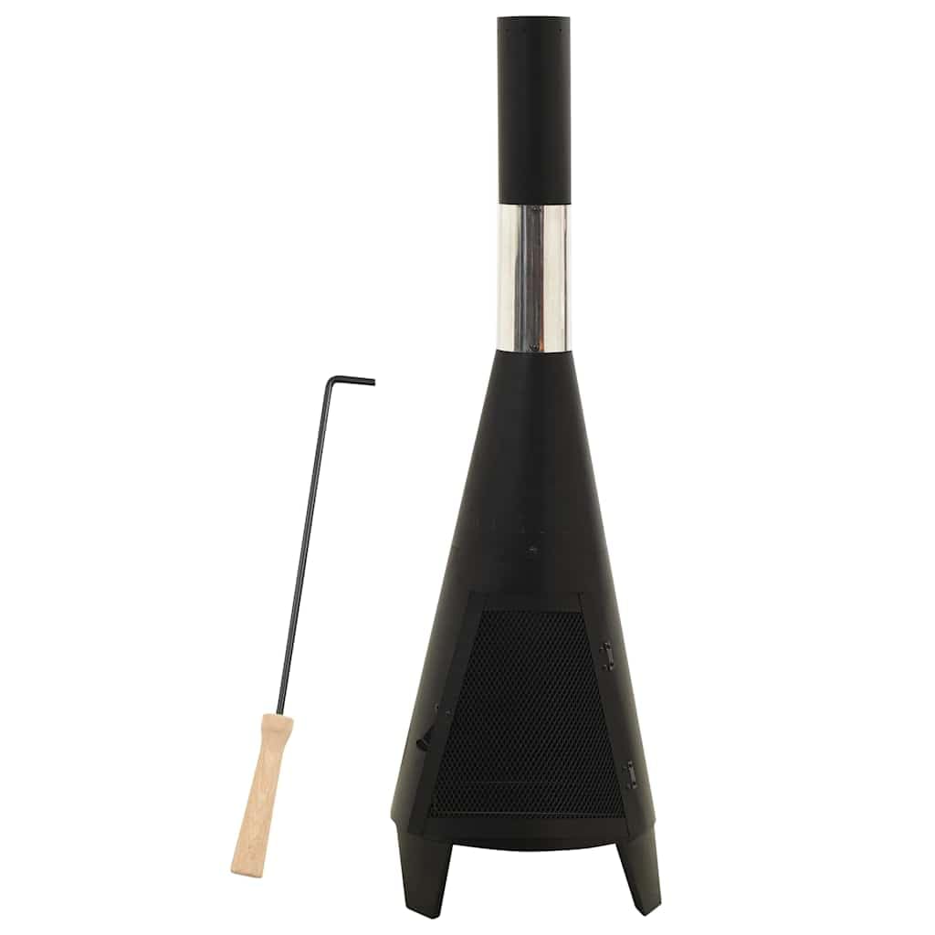 Generisch Gartenofen mit Schürhaken 38x38x122 cm Stahl,Kamine,6.22 kg-313355