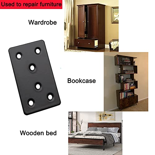 6 Pcs Mending Plates 3" X 1.5" Heavy Duty Steel Bracket Flat Bracket,Metal Straight Brace Brackets Repair Plates Fixing Bracket Connector For Wood,Shelves,Furniture,Fence,Cabinet,Black #TOP4