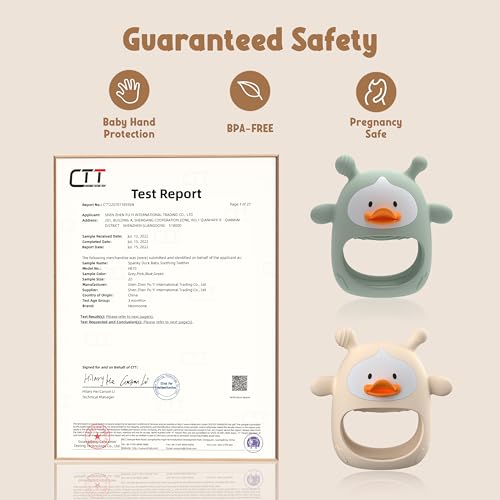 Image of 2 Packs Baby Teething Toys for 3-6 6-12 Months, Food Grade Silicone Teething Mitten, Anti Dropping Wrist Hand Teethers, Never Drop Baby Chew Toys for Sucking Needs, BPA Free (Nude & Green)