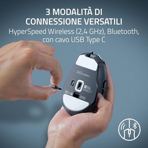 Razer Basilisk Mobile - Piccolo mouse ergonomico portatile da gioco senza fili - AI Prompt Master - Sensore Focus X 18K (connettività tri-mode, fino a 105 ore, switch del mouse Gen-3) Nero - Immagine 4