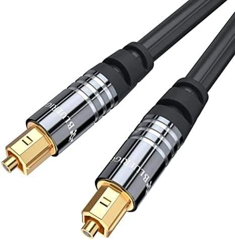 BlueRigger Digital Optical Audio Toslink Cable (15FT, Fiber Optic, Aluminum Shell, 24K Gold-Plated) - Compatible with Home Theatre, Sound Bar, TV, Xbox, Playstation PS5/PS4 – Premium Series