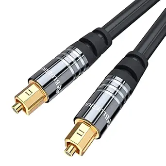 BlueRigger Digital Optical Audio Toslink Cable (15FT, Fiber Optic, Aluminum Shell, 24K Gold-Plated) - Compatible with Home Theatre, Sound Bar, TV, Xbox, Playstation PS5/PS4 – Premium Series