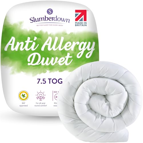 Slumberdown Anti Allergy King Size Duvet - 7.5 Tog Lightweight Cool Summer Quilt for Night Sweats - Anti Bacterial, Soft Touch Cover, Hypoallergenic, Machine Washable, Size (225cm x 220cm)