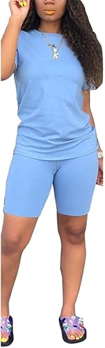 WXLAMZN Conjuntos de dos piezas para mujer, conjuntos cortos de verano, conjuntos de descanso, trajes deportivos