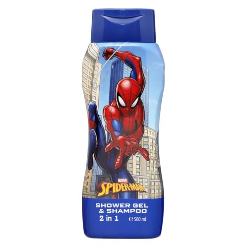 Marvel Spiderman 2-in-1 Kids Shampoo & Body Wash – 500ml | Kids Shower Gel | Natural, Vegan, Paraben-Free, Dermatologically Tested | Gentle, Nourishing & Moisturising Head-to-Toe Wash for Children