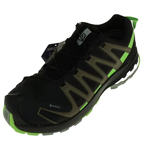 Image of SALOMON Men's XA PRO 3D v8 Gore-TEX Trail Running Shoes, Black Green Gecko Green Milieu, 11